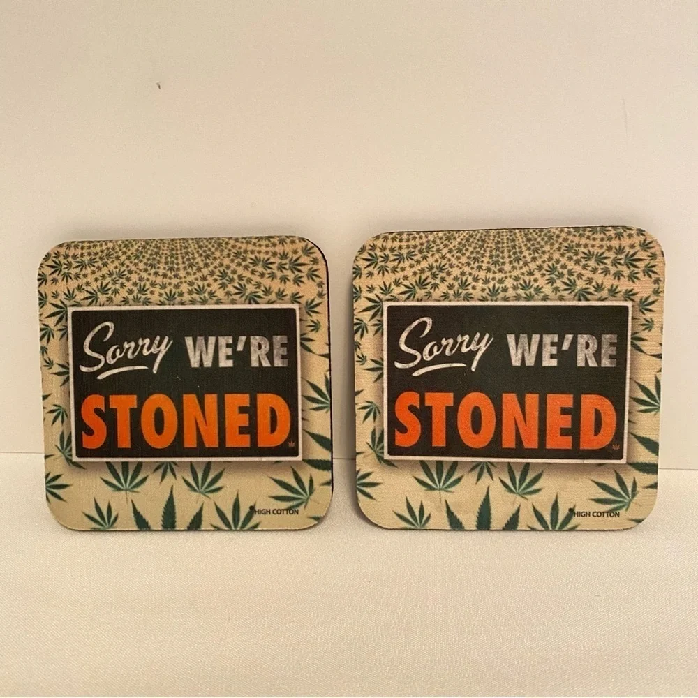 Sorry We're Stoned/ OMG...Brownies! Coasters Set Of 3 NWT